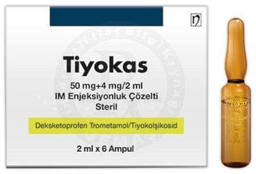 TIYOKAS 50 MG+4 MG/2 ML IM ENJEKSIYONLUK COZELTI (6 AMPUL) İlaç Görseli