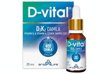 D-VITAL VITAMIN D3 & VITAMIN K2 ICEREN SPREY TAKVIYE EDICI GIDA 20 ml şişe İlaç Görseli