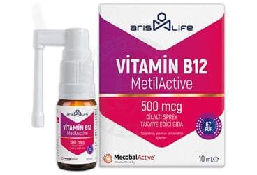 ARIS LIFE VITAMIN B12 TAKVIYE EDICI GIDA 500 MCG DILALTI SPREY 10 ml şişe İlaç Görseli
