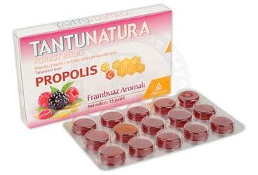 TANTUNATURA FOREST BERRY PROPOLIS, VITAMIN C VE CINKO ICEREN FRAMBUAZ AROMALI TAKVIYE EDICI GIDA 15 pastil İlaç Görseli