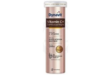DYNAVIT VITAMIN C + SAMBUCUS NIGRA C VITAMINI, KARA MURVER EKSTRESI, CINKO ICEREN TAKVIYE EDICI GIDA 20 tablet İlaç Görseli