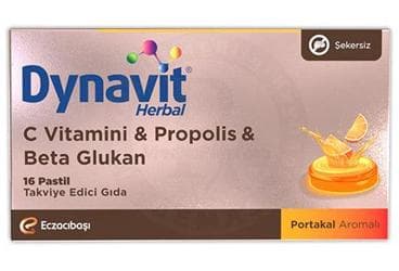 DYNAVIT HERBAL C VITAMINI & PROPOLIS & BETA GLUKAN ICEREN PASTIL 16 pastil İlaç Görseli