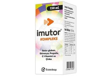 IMUTOR KOMPLEKS BETA-GLUKAN, EKINEZYA, PROPOLIS, C VITAMINI VE CINKO ICEREN TAKVIYE EDICI GIDA 150 ml şişe İlaç Görseli