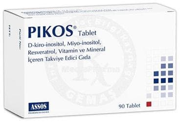 PIKOS TABLET D-KIRO INOSITOL, MIYO-INOSITOL, RESVERATROL, VITAMIN VE MINERAL ICEREN TAKVIYE EDICI GIDA 90 tablet İlaç Görseli
