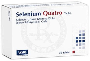 SELENIUM QUATRO TABLET SELENYUM, BAKIR, KROM VE CINKO ICEREN TAKVIYE EDICI GIDA 30 tablet İlaç Görseli
