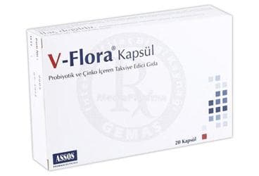 V-FLORA PROBIYOTIK VE CINKO ICEREN TAKVIYE EDICI GIDA 20 kapsül İlaç Görseli