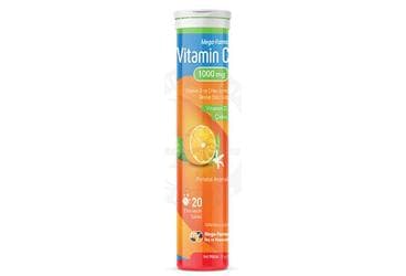 MEGA FARMA VITAMIN C EFERVESAN TABLET VITAMIN C, VITAMIN D VE CINKO ICEREN PORTAKAL AROMALI TAKVIYE EDICI GIDA 20 tablet İlaç Görseli