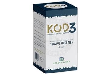 KOD 3 K2 VITAMINI, OMEGA 3, D3 VITAMINI ICEREN TAKVIYE EDICI GIDA 50 kapsül İlaç Görseli