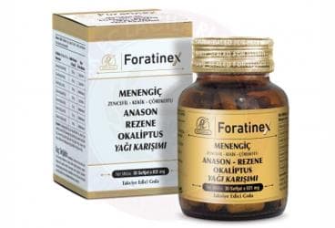 FORATINEX MENENGIC, ANASON, REZENE, OKALIPTUS YAGI KARISIMI TAKVIYE EDICI GIDA 30 kapsül İlaç Görseli