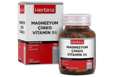 HERBINA ZMA MAGNEZYUM, CINKO, VITAMIN B6 ICEREN TAKVIYE EDICI GIDA 704 mg 180 tablet İlaç Görseli