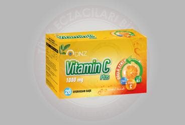 DNZ VITAMIN C PLUS CINKO, VITAMIN D3, VITAMIN C ICEREN PORTAKAL AROMALI TAKVIYE EDICI GIDA 1000 mg 20 saşe İlaç Görseli