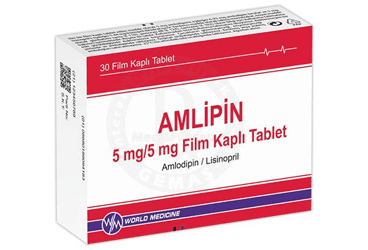 AMLIPIN 5 MG/5 MG FILM KAPLI TABLET (30 TABLET) İlaç Görseli