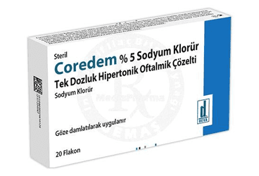 COREDEM %5 SODYUM KLORUR TEK DOZLUK HIPERTONIK OFTALMIK COZELTI (20 ADET) İlaç Görseli