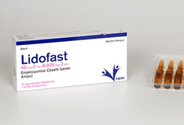 LIDOFAST 40 MG/2 ML + 0,025 MG/2 ML ENJEKSIYONLUK COZELTI ICEREN AMPUL İlaç Görseli