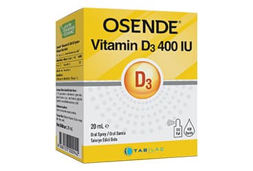 OSENDE VITAMIN D3 ORAL SPREY ORAL DAMLA TAKVIYE EDICI GIDA 400 IU 20 ml şişe İlaç Görseli