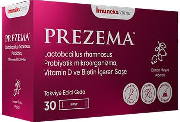 IMUNEKS FARMA PREZEMA PROBIYOTIK, VITAMIN D VE BIOTIN ICEREN TAKVIYE EDICI GIDA SASE 30 saşe İlaç Görseli