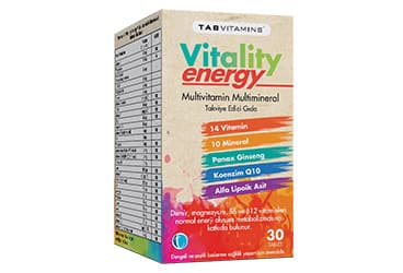 TABVITAMINS VITALITY ENERGY MULTIVITAMIN VE MULTIMINERAL ICEREN TAKVIYE EDICI GIDA TABLET 30 tablet İlaç Görseli