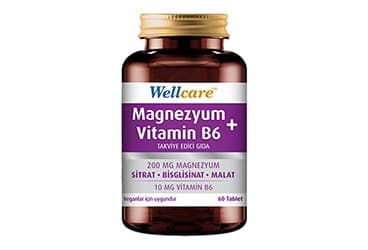 WELLCARE MAGNEZYUM+VITAMIN B6 ICEREN TAKVIYE EDICI GIDA 60 tablet İlaç Görseli