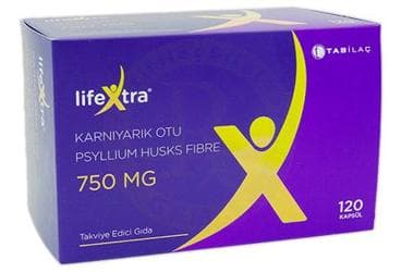 LIFEXTRA KARNIYARIK OTU (PSYLLIUM HUSKS FIBRE) ICEREN TAKVIYE EDICI GIDA 750 mg 120 kapsül İlaç Görseli