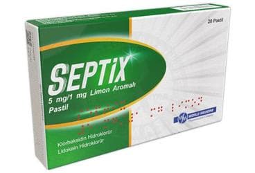 SEPTIX 5 MG/1 MG LIMON AROMALI PASTIL (20 PASTIL) İlaç Görseli