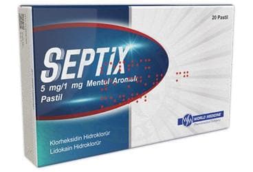 SEPTIX 5 MG/1 MG MENTOL AROMALI PASTIL (20 PASTIL) İlaç Görseli