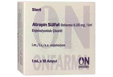 ATROPIN SULFAT ONFARMA 0,25 MG / 1 ML ENJEKSIYONLUK COZELTI (10 AMPUL) İlaç Görseli