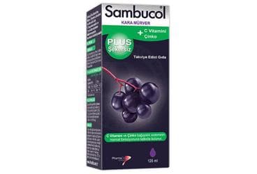 SAMBUCOL PLUS SEKERSIZ C VITAMINI VE CINKO ICEREN TAKVIYE EDICI GIDA 120 ml İlaç Görseli