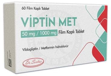 VIPTIN MET 50 MG / 1000 MG FILM KAPLI TABLET (60 TABLET) İlaç Görseli