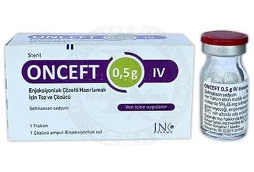 ONCEFT 0,5 G IV ENJEKSIYONLUK COZELTI HAZIRLAMAK ICIN TOZ VE COZUCU İlaç Görseli