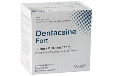 DENTACAINE FORT 68 MG + 0,017 MG/1,7 ML ENJEKSIYONLUK COZELTI ICEREN DENTAL KARTUS (100 ADET) İlaç Görseli