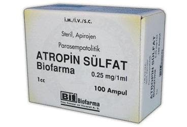 ATROPIN SULFAT BIOFARMA 0,25MG/1ML 100 AMPUL İlaç Görseli