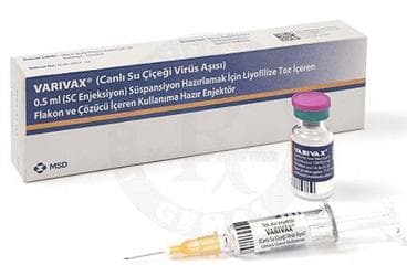 VARIVAX 0,5 ML (SC ENJEKSIYON) SUSPANSIYON HAZIRLAMAK ICIN LIYOFILIZE TOZ ICEREN FLAKON VE COZUCU ICEREN KULLANIMA HAZIR ENJEKTOR İlaç Görseli