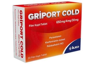GRIPORT COLD 650 MG / 4 MG / 30 MG FILM KAPLI TABLET (20 TABLET) İlaç Görseli
