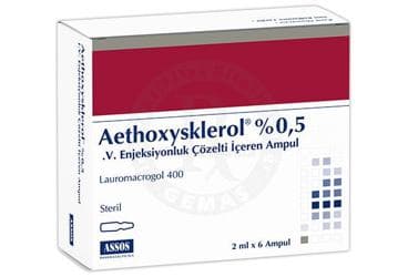 AETHOXYSKLEROL % 0.5 I.V. ENJEKSIYONLUK COZELTI ICEREN AMPUL ( 2 ML X 6 AMPUL ) İlaç Görseli