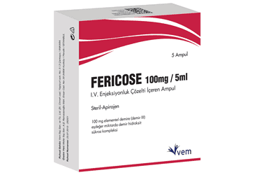 FERICOSE 100 MG/5 ML IV ENJEKSIYONLUK COZELTI ICEREN 5 AMPUL İlaç Görseli