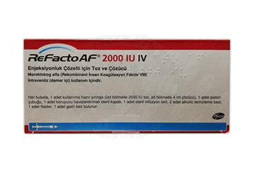 REFACTO AF 2000 IU IV ENJEKSIYONLUK COZELTI ICIN TOZ VE COZUCU 1 FLAKON İlaç Görseli