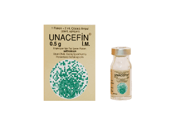 UNACEFIN 0,5 GR IM ENJ. ICIN TOZ ICEREN FLAKON (3 FLAKON + 3 COZUCU AMPUL) İlaç Görseli