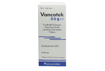 VANCOTEK 500 MG IV ENJEKSIYONLUK COZELTI HAZIRLAMAK ICIN LIYOFILIZE TOZ (1 FLAKON) İlaç Görseli
