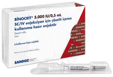 BINOCRIT 5000 IU/0,5 ML SC/IV ENJEKSIYON ICIN COZELTI ICEREN KULLANIMA HAZIR ENJEKTOR (6 ADET) İlaç Görseli