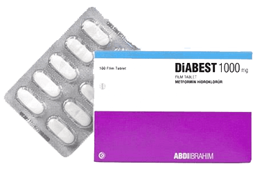 DIABEST 1000 MG FILM TABLET (100 FILM TABLET) İlaç Görseli