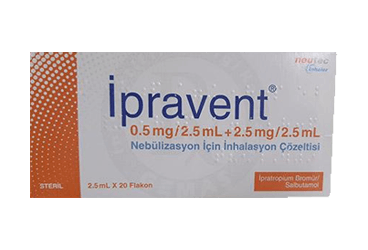 IPRAVENT 0.5MG / 2.5ML+2.5MG / 2.5ML NEBULIZAYON ICIN INHALASYON COZELITISI (20 FLAKON) İlaç Görseli