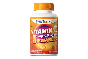 WELLCARE VITAMIN C ICEREN PORTAKAL AROMALI TAKVIYE EDICI GIDA 30 tablet İlaç Görseli