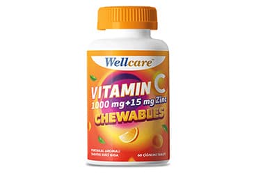 WELLCARE VITAMIN C ICEREN PORTAKAL AROMALI TAKVIYE EDICI GIDA 60 tablet İlaç Görseli