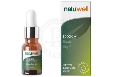 NATUWELL VITAMIN D3 K2 ICEREN TAKVIYE EDICI DAMLA 20 ml şişe Takviye Ürün Görseli
