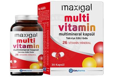 MAXIGAL MULTIVITAMIN MULTIMINERAL ICEREN TAKVIYE EDICI GIDA 30 kapsül Takviye Ürün Görseli